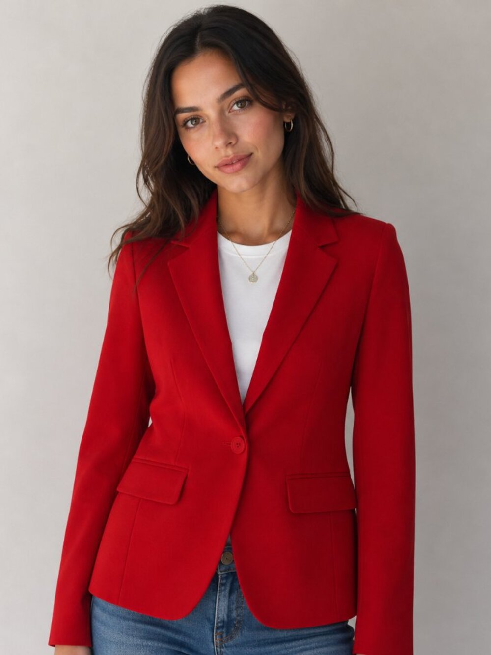 Ellie Tahari Red Tailored One Button Blazer Jacket Women’s Size 2 Office Career